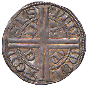 reverse: Savoia. Amedeo V (1285-1323). Grosso di Piemonte (Susa o Avigliana) AG gr. 2,30. MIR 45a. Molto raro. Stupenda patina di medagliere, q.SPL 