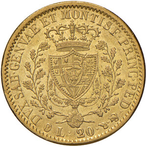 reverse: Savoia. Carlo Felice (1821-1831). Da 20 lire 1829 (Torino) AV. Pagani 58a. MIR 1034p. Rara. SPL 