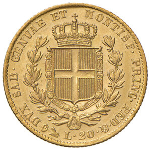 reverse: Savoia. Carlo Alberto (1831-1849). Da 20 lire 1832 (Genova) AV. Pagani 175. MIR 1045c. Rara. Ottimo esemplare, SPL/Migliore di SPL 