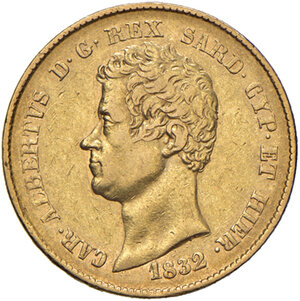 obverse: Savoia. Carlo Alberto (1831-1849). Da 20 lire 1832 (Torino) AV. Pagani 176a. MIR 1045f. Rara. Migliore di BB 
