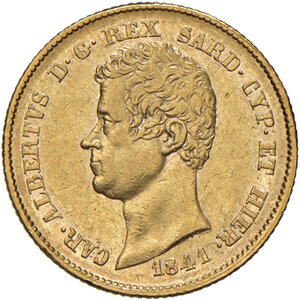 obverse: Savoia. Carlo Alberto (1831-1849). Da 20 lire 1841 (Genova) AV. Pagani 192. MIR 1045r. q.SPL 