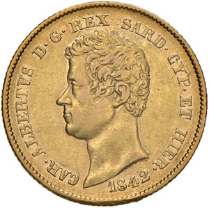 obverse: Savoia. Carlo Alberto (1831-1849). Da 20 lire 1842 (Torino) AV. Pagani 195. MIR 1045t. Rara. Migliore di BB 
