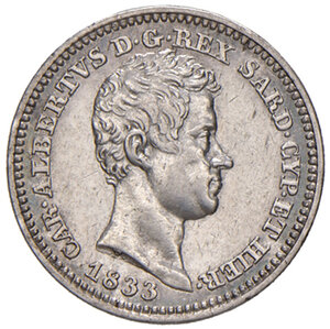 obverse: Savoia. Carlo Alberto (1831-1849). Da 50 centesimi 1833 (Torino) AV. Pagani 317. MIR 1050c. Rara. q.SPL 