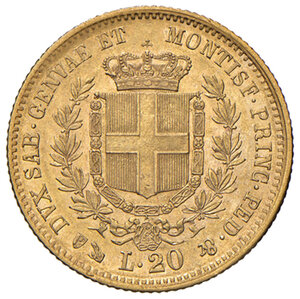 reverse: Savoia. Vittorio Emanuele II re di Sardegna (1849-1861). Da 20 lire 1858 (Genova) AV. Pagani 352. MIR 1055r. SPL 