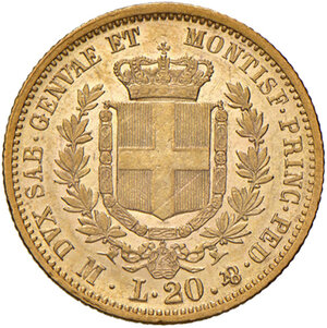 reverse: Savoia. Vittorio Emanuele II re di Sardegna (1849-1861). Da 20 lire 1860 (Milano) AV. Pagani 357. MIR 1055w.  Rara. q.SPL/SPL 