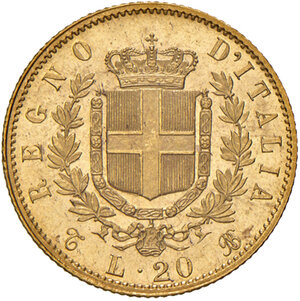 reverse: Savoia. Vittorio Emanuele II re d’Italia (1861-1878). Da 20 lire 1863 (Torino) AV. Pagani 457. MIR 1078d. Fondi speculari, FDC 