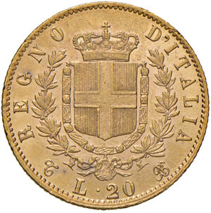 reverse: Savoia. Vittorio Emanuele II re d’Italia (1861-1878). Da 20 lire 1870 (Torino) AV. Pagani 465. MIR 1078l. Molto rara. q.SPL/SPL 