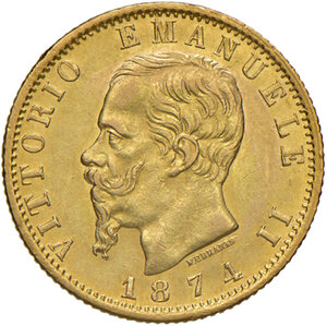 obverse: Savoia. Vittorio Emanuele II re d’Italia (1861-1878). Da 20 lire 1874 (Roma) AV. Pagani 471. MIR 1078r. Rara. q.SPL 
