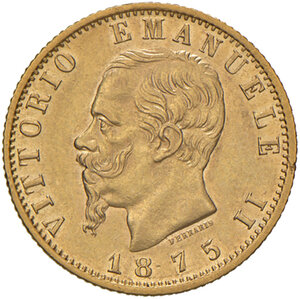 obverse: Savoia. Vittorio Emanuele II re d’Italia (1861-1878). Da 20 lire 1875 (Roma) AV. Pagani 472. MIR 1078s. Rara. q.SPL/SPL 