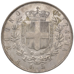 reverse: Savoia. Vittorio Emanuele II re d’Italia (1861-1878). Da 5 lire 1870 (Roma) AG. Pagani 491. MIR 1082j. Rara. q.SPL 