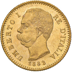 obverse: Savoia. Umberto I re d’Italia (1878-1900). Da 20 lire 1882 AV. Pagani 578. MIR 1098e. q.FDC 