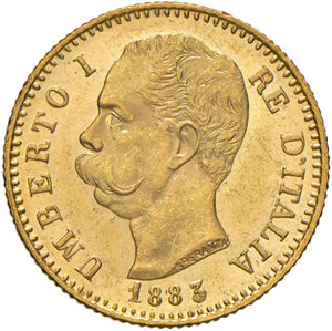obverse: Savoia. Umberto I re d’Italia (1878-1900). Da 20 lire 1883 AV. Pagani 579. MIR 1098g. q.FDC 