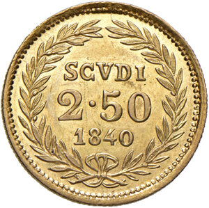 reverse: Bologna. Gregorio XVI (1831-1846). Da 2,50 scudi 1840 anno X AV. Pagani 146. Chimienti 1288. Rara. q.SPL/SPL 