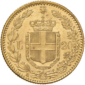 reverse: Savoia. Umberto I re d’Italia (1878-1900). Da 20 lire 1886 AV. Pagani 582. MIR 1098l. q.FDC 