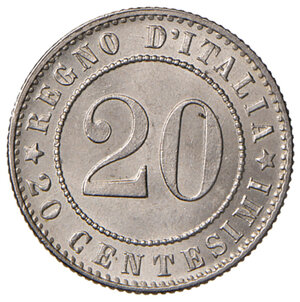 reverse: Savoia. Umberto I re d’Italia (1878-1900). Da 20 centesimi 1894 (Roma) NI. Pagani 610. MIR 1105a. FDC 