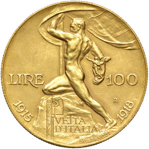reverse: Savoia. Vittorio Emanuele III re d’Italia (1900-1946). Da 100 lire 1925 AV. Pagani 645. MIR 1117a. Rara. SPL 