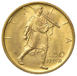 reverse: Savoia. Vittorio Emanuele III re d’Italia (1900-1946). Da 50 lire 1933/XI AV. Pagani 660. MIR 1123d. Rara. q.FDC