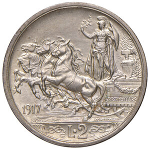 reverse: Savoia. Vittorio Emanuele III re d’Italia (1900-1946). Da 2 lire 1917 AG. Pagani 740. MIR 1142d.  Non comune. FDC 