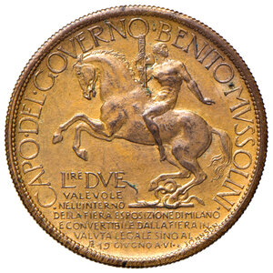 reverse: Savoia. Vittorio Emanuele III re d’Italia (1900-1946). Buono da 2 lire 1928 Esposizione di Milano CU. Gigante 1.  Più di SPL