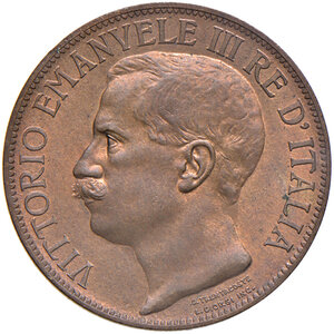 obverse: Savoia. Vittorio Emanuele III re d’Italia (1900-1946). Da 10 centesimi 1911 CU. Pagani 863. MIR 1157a. FDC 