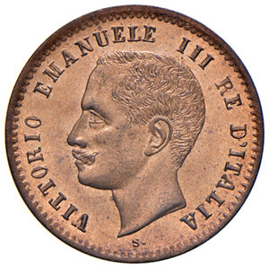 obverse: Savoia. Vittorio Emanuele III re d’Italia (1900-1946). Da 2 centesimi 1906 CU. Pagani 928. MIR 1167c.  FDC 