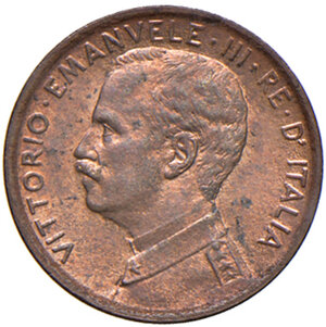 obverse: Savoia. Vittorio Emanuele III re d’Italia (1900-1946). Centesimo 1911 CU. Pagani 948. MIR 1170d.  Raro. FDC