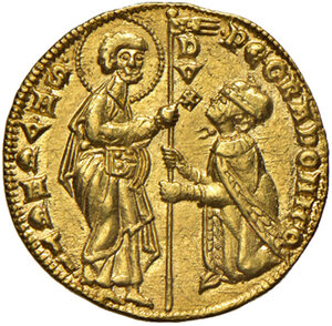 obverse: Venezia. Pietro Gradenigo (1289-1311). Ducato AV gr. 3,55. Paolucci 1. Raro. Fondi brillanti e migliore di SPL  