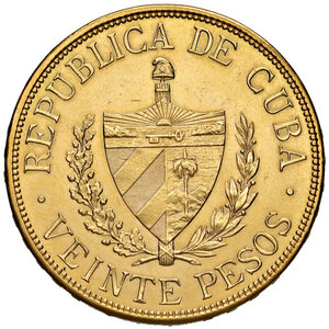 obverse: Cuba. Repubblica (1898-1959). Da 20 pesos 1915 AV gr. 33,43. Friedberg 1. SPL 