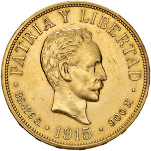 reverse: Cuba. Repubblica (1898-1959). Da 20 pesos 1915 AV gr. 33,43. Friedberg 1. SPL 
