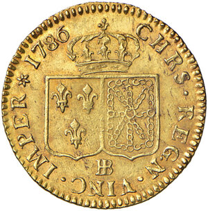 reverse: Francia. Luigi XVI (1774-1792). Luigi 1786 (Strasburgo) AV gr. 7,58. Friedberg 475.  q.SPL 