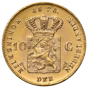 reverse: Olanda. Guglielmo II (1849-1890). Da 10 gulden 1875 AV gr. 6,74. Friedberg 342. FDC 
