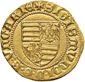 obverse: Ungheria. Sigismondo di Lussemburgo re (1387-1437). Fiorino (Kassa; conti di camera Giacomo e Christian) AV gr. 3,55. Friedberg 9. Conservazione eccezionale, q.FDC 500