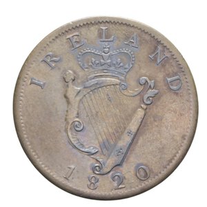 reverse: IRLANDA GIORGIO IV 1 PENNY TOKEN 1820 CU 13,54 GR. BB