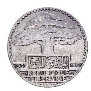 obverse: LIBANO 25 PIASTRE 1933 AG. 4,96 GR. BB+