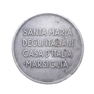 reverse: MEDAGLIA DEVOZIONALE CASA D ITALIA MARSIGLIA AG. 32,8 GR. 44 MM. BB-SPL (COLPETTI)