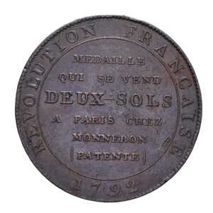obverse: FRANCIA MEDAGLIA 1792 RIVOLUZIONE CU 16,42 GR. 32 MM. BB
