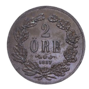 reverse: NORVEGIA OSCAR I 2 ORE 1857 CU 5,81 GR. BB-SPL