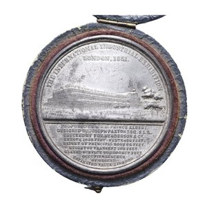 reverse: INGHILTERRA MEDAGLIA 1851 ESPOSIZIONE INTERNAZIONALE INDUSTRIALE MET. BIANCO 38,8 GR. 51 MM. IN SCATOLA SPL