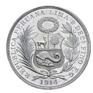 obverse: PERU  REPUBBLICA 1/2 SOL 1914 AG. 12,50 GR. FDC