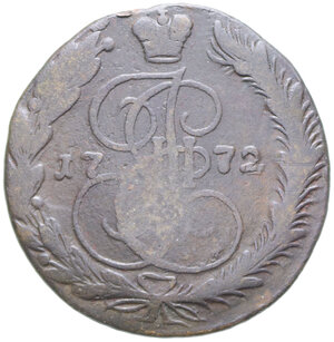 reverse: RUSSIA CATERINA II 5 KOPEKI 1772 EM CU 41,03 GR. qBB