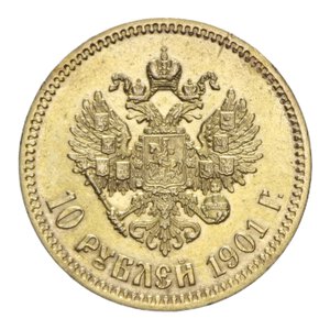 reverse: RUSSIA NICOLA II 10 RUBLI 1901 AU 8,54 GR. BB-SPL/qSPL