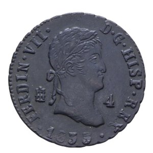 reverse: SPAGNA FERDINANDO VII 4 MARAVEDIS 1833 CU 4,76 GR. SPL