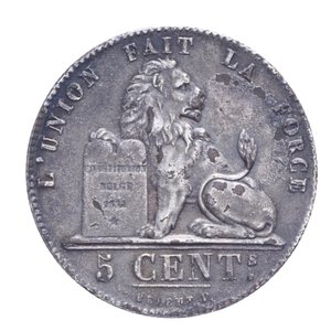 reverse: BELGIO LEOPOLDO I 5 CENTIMES 1850 CU 10,16 GR. BB