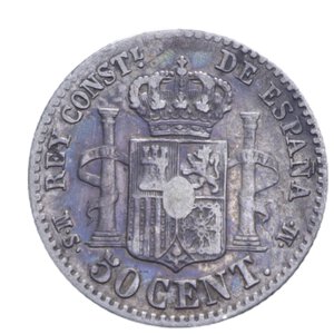 reverse: SPAGNA ALFONSO XII 50 CENT. 1881 AG. 2,48 GR. BB