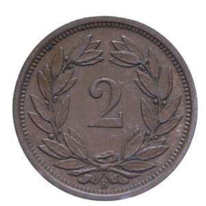 reverse: SVIZZERA 2 RAPPEN 1883 CU 2,51 GR. BB-SPL