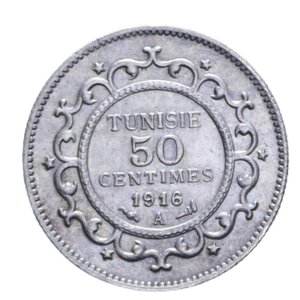 reverse: TUNISIA 50 CENTIMES 1916 A AG. 2,48 GR. SPL