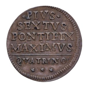 reverse: BOLOGNA PIO VI (1775-1799) QUATTRINO 1796 CU 2,14 GR. BB+
