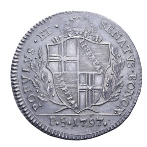 reverse: BOLOGNA GOVERNO POPOLARE (1796-1797) 1/2 SCUDO 5 PAOLI 1797 R AG. 14,43 GR. BB-SPL/SPL