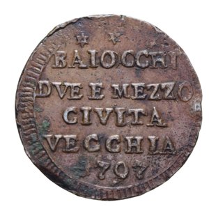 reverse: CIVITAVECCHIA PIO VI (1775-1799) 2 BAIOCCHI E MEZZO 1797 SAMPIETRINO CU 12,79 GR. BB/BB+
