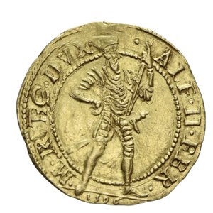 reverse: FERRARA ALFONSO II D ESTE (1559-1597) ONGARO 1596 R AU 3,46 GR. SPL